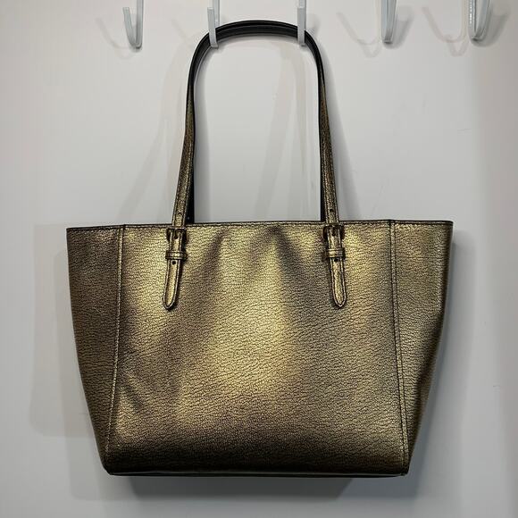 Coach Gold Metallic Turnlock Tote - Picture 2 of 16